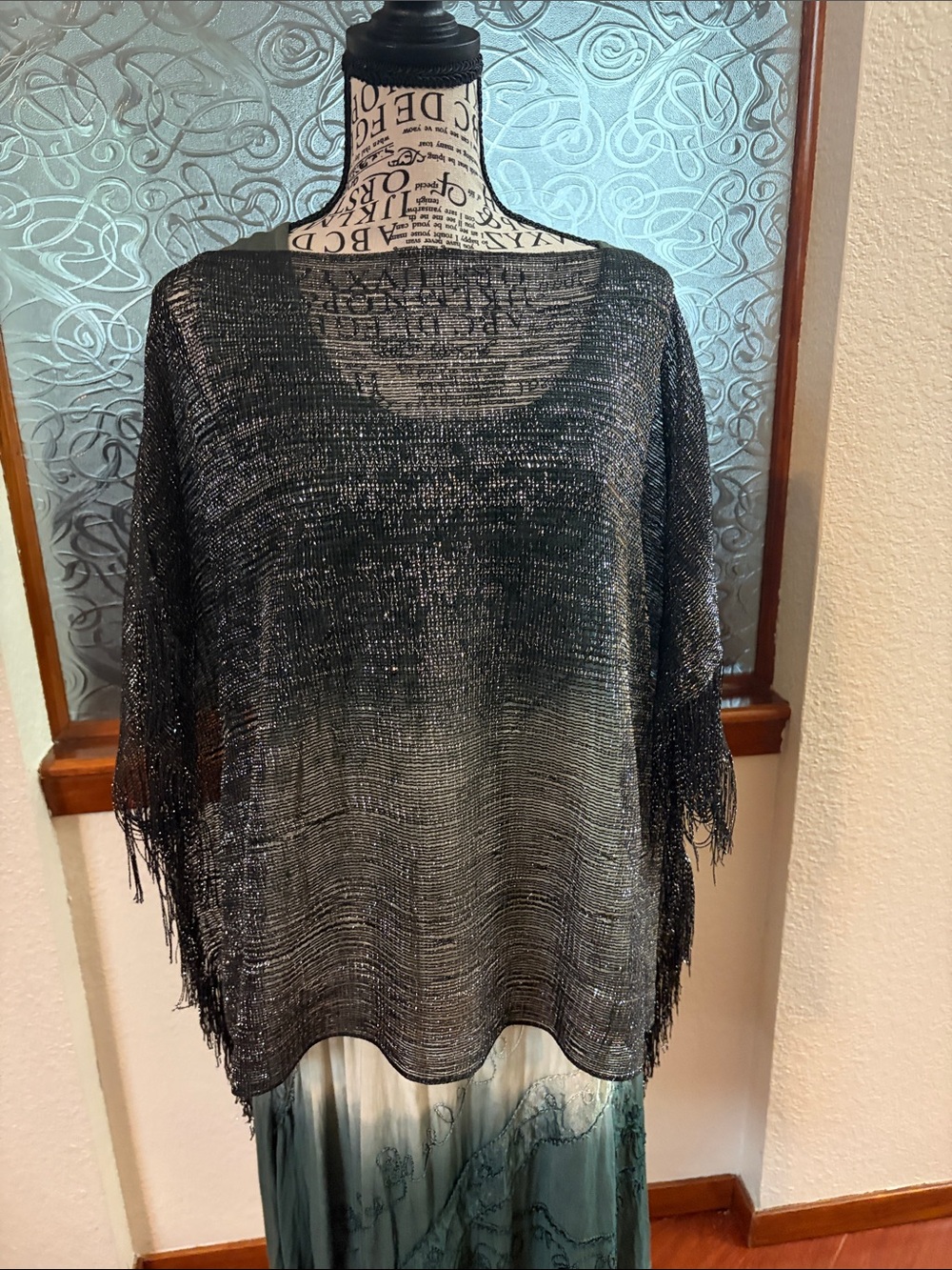 Black Open-Weave Fringe Women’s Top